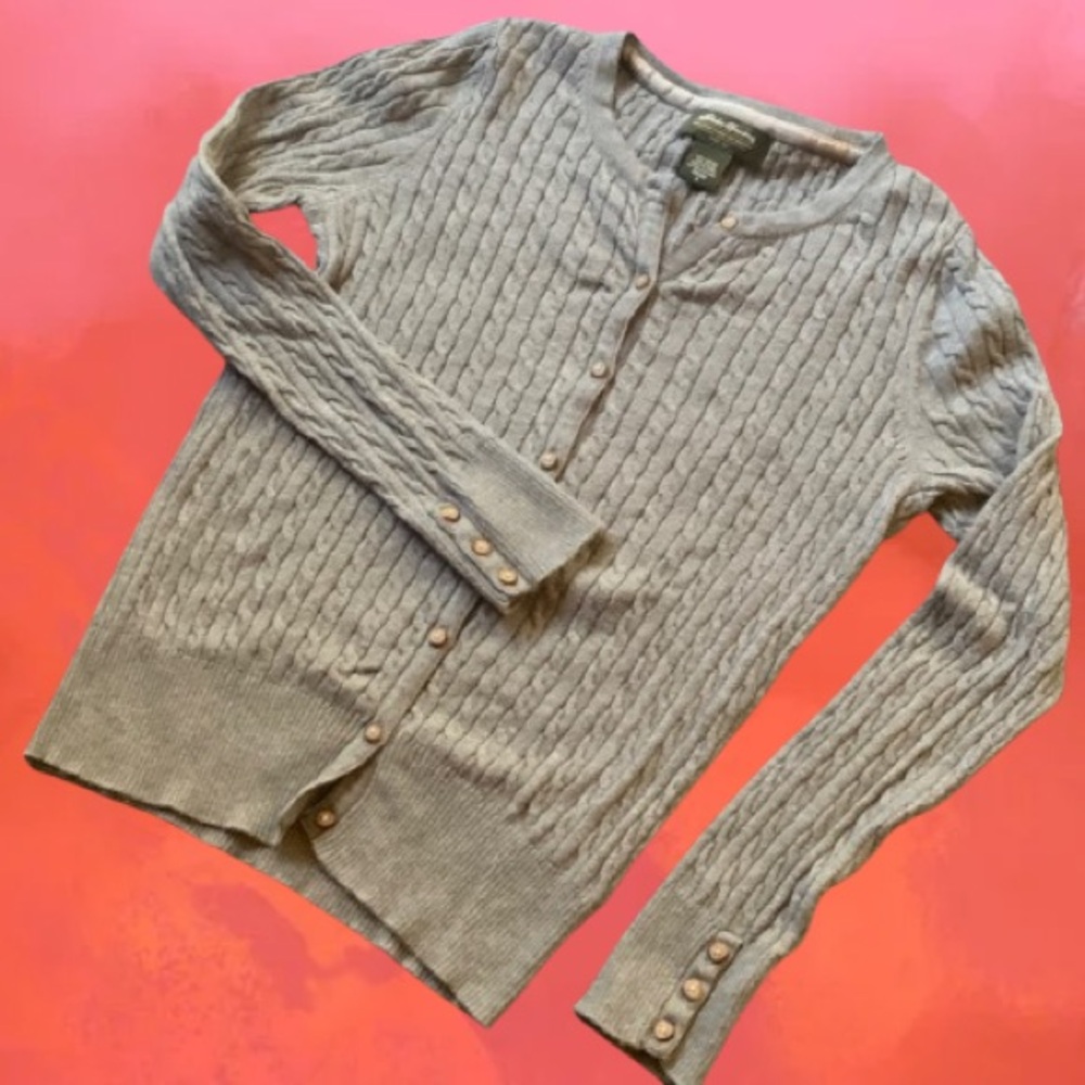 Eddie Bauer Women’s Gray Cable Knit Cardigan Sweater